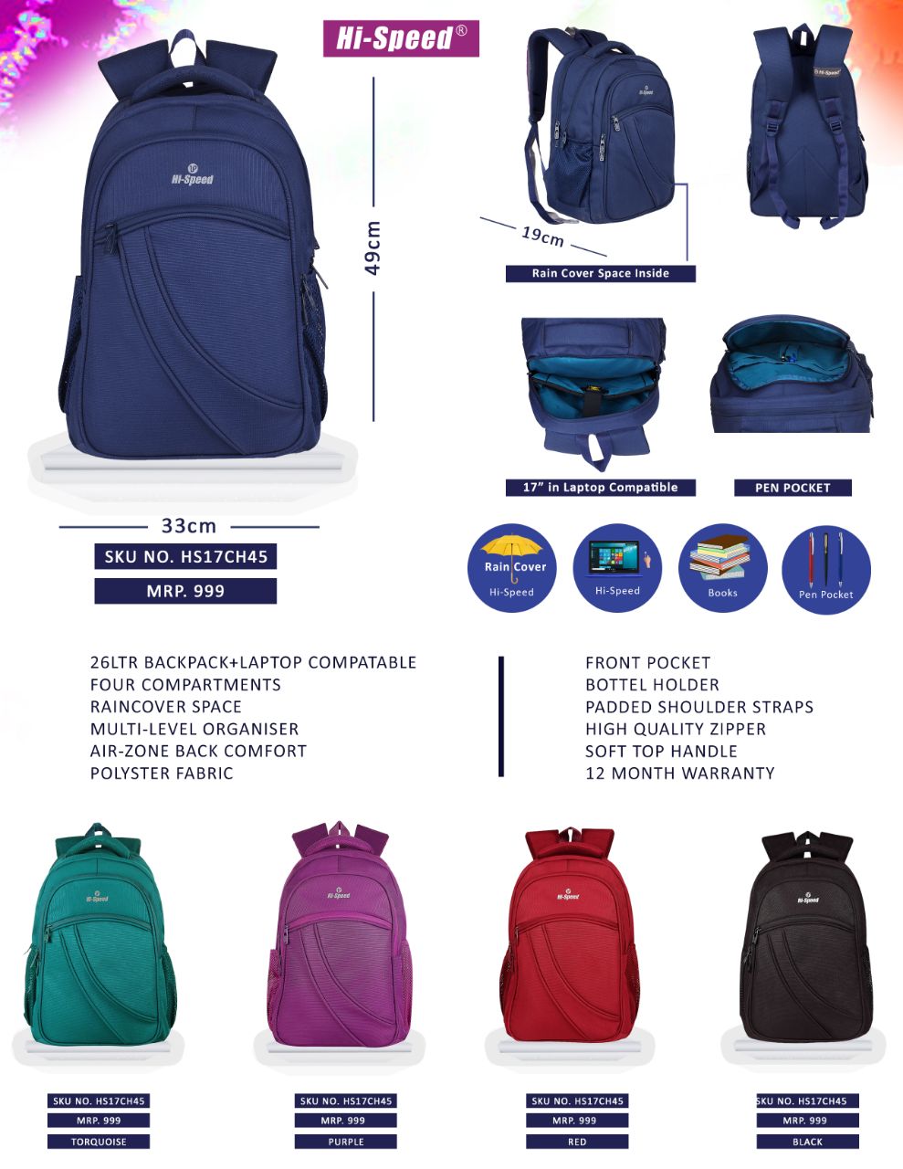 Hi Speed School Bags Pagaria Global Marketing Pvt. Ltd